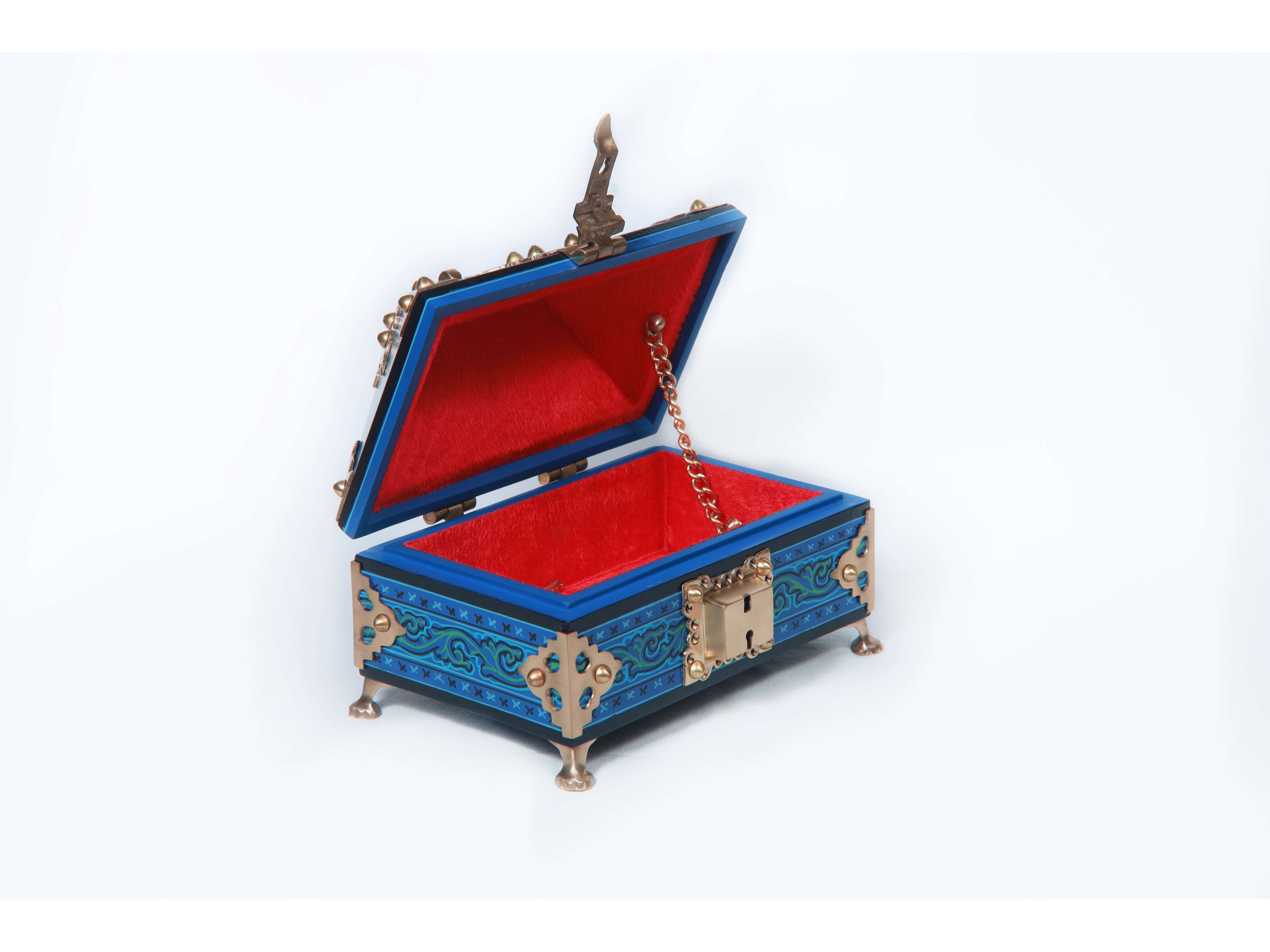 Handprinted Nettur Jewellery Box Traditional Wooden Storage Box (7 x 5 inch) view 2