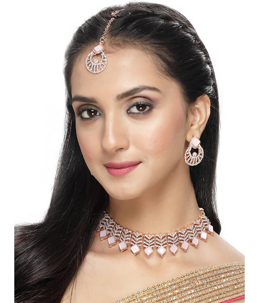 Sukkhi Pink Alloy Necklace Set ( Pack of 1 ) view 2