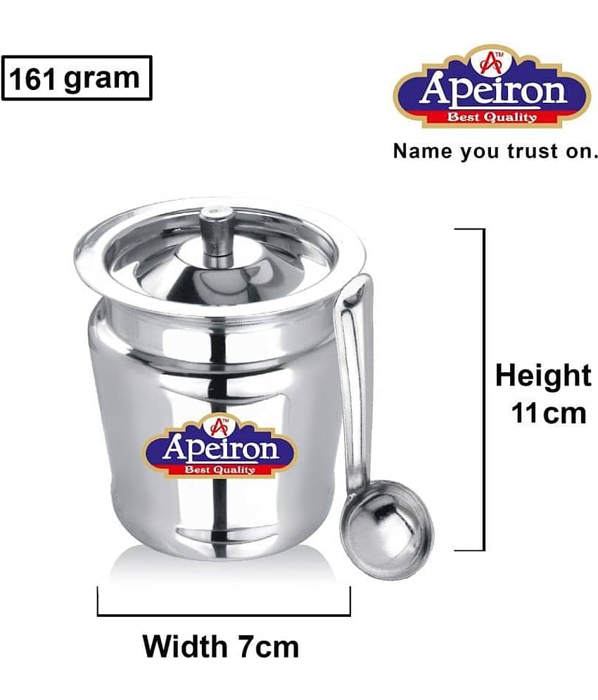 APEIRON Ghee pot Steel Silver Food Container ( Set of 5 ) view 2