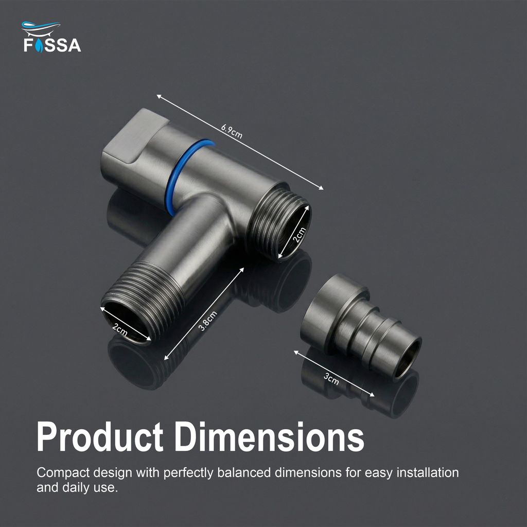 Laundry Faucet Grey Stainless Steel Angle Valve view 2
