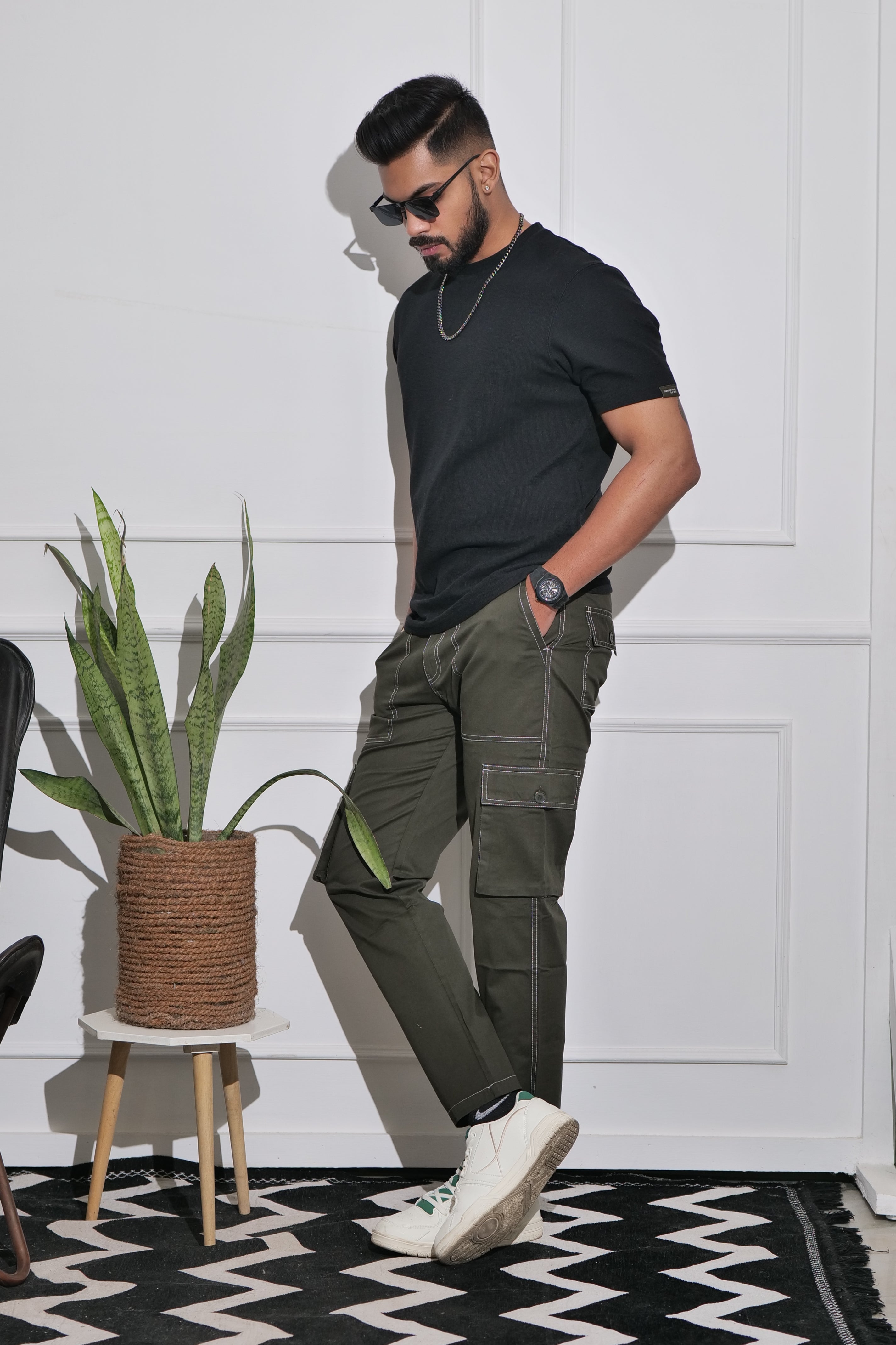 Men's Olive Premium Cargo Joggers view 2