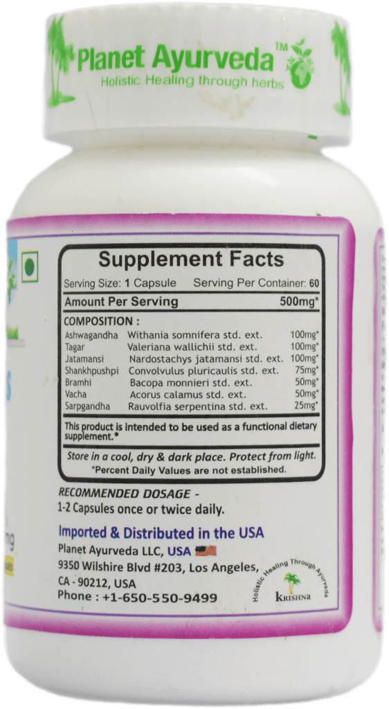Planet Ayurveda Sleep Naturals - 60 Vegetarian Capsules - 500mg view 2