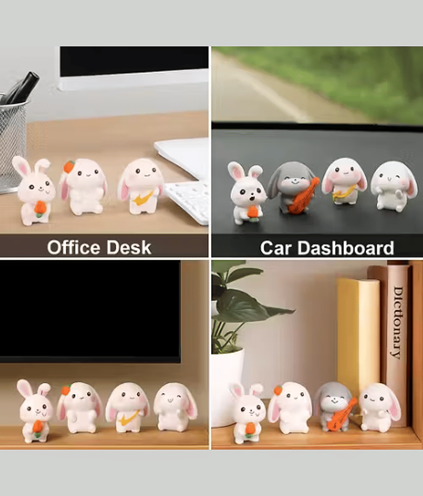 PICKARTME Cute Bunny Miniature Figurines Set | Rabbit Garden Decor Toys (SET Of 4) view 2