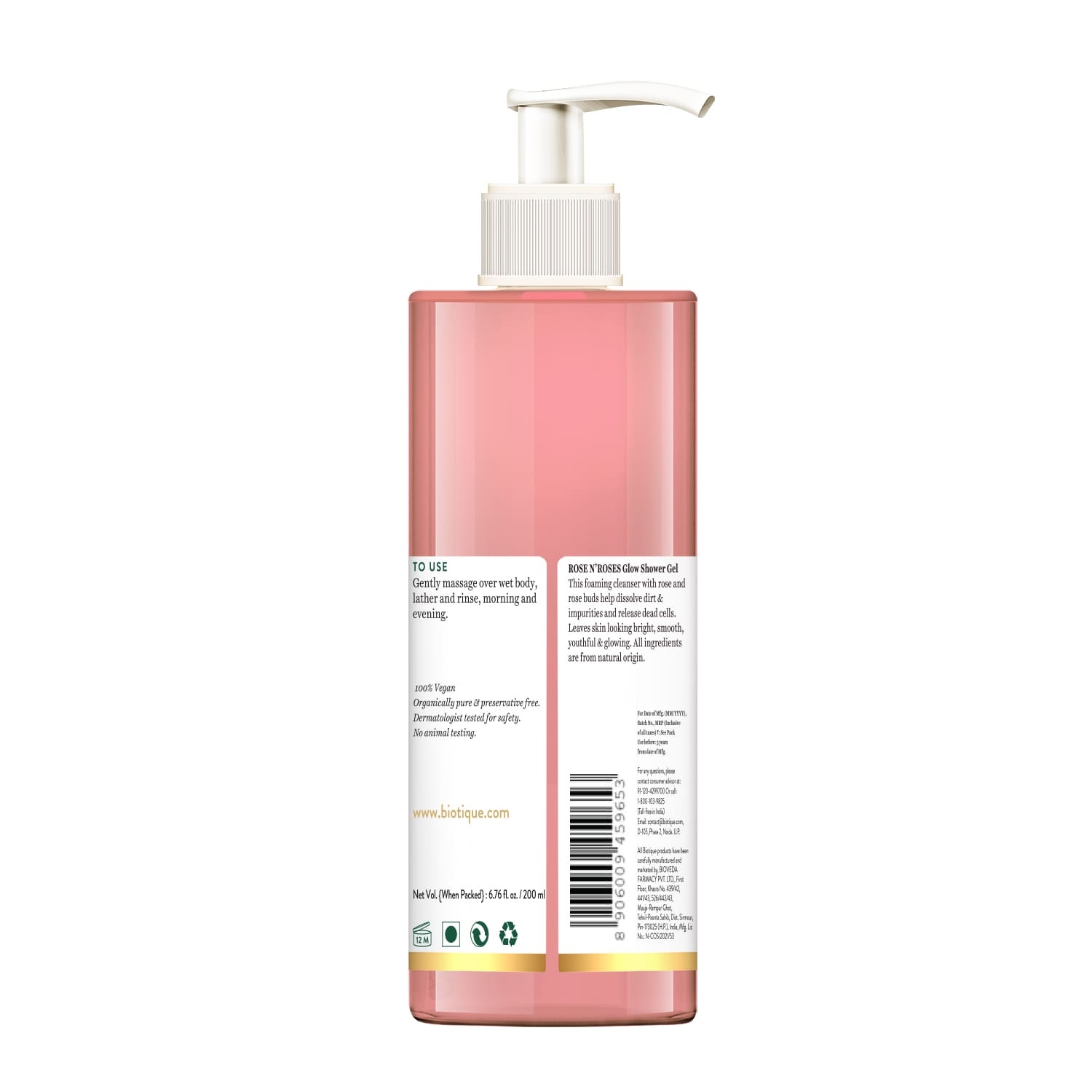 Biotique Advanced Organics Rose N'Roses Glow Shower Gel 200ml view 2