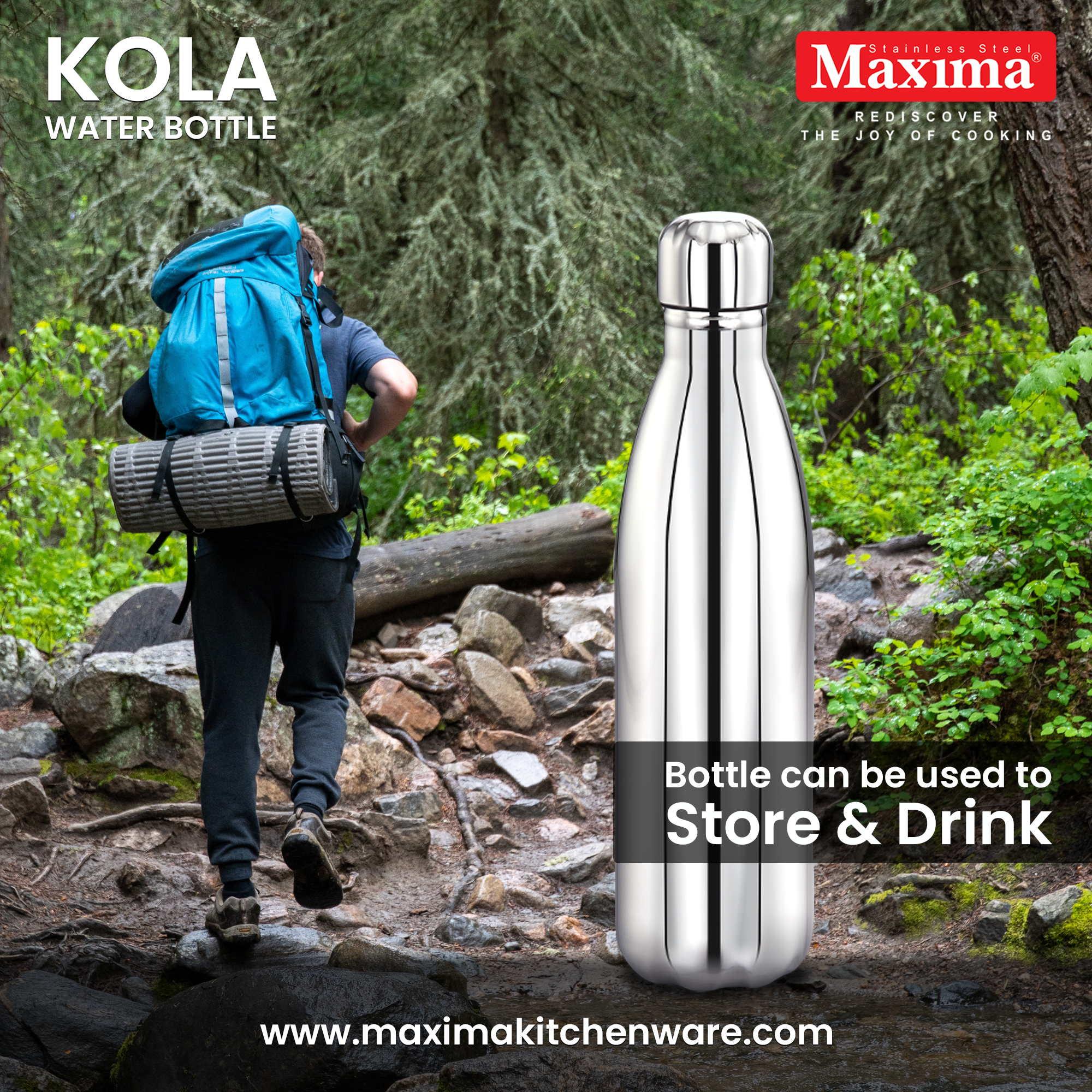 MAXIMA Kola Stainless Steel Water Bottle - 750 ml | 100% Leak-Proof | BPA-Free, Ideal for Office, Gym, and Travel | Stylish Design | Easy to Clean view 2