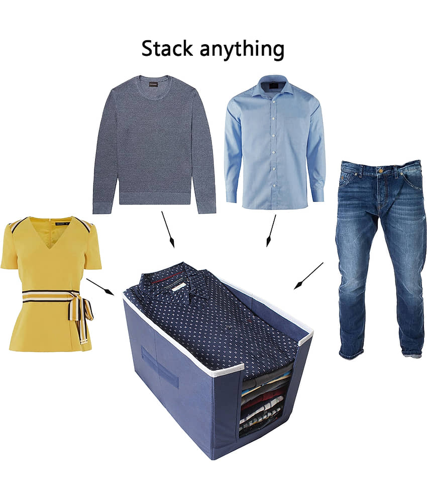 PrettyKrafts Shirt Stacker Closet Organizer - Shirts and Clothing Organizer - Exile - GreyBlack view 2