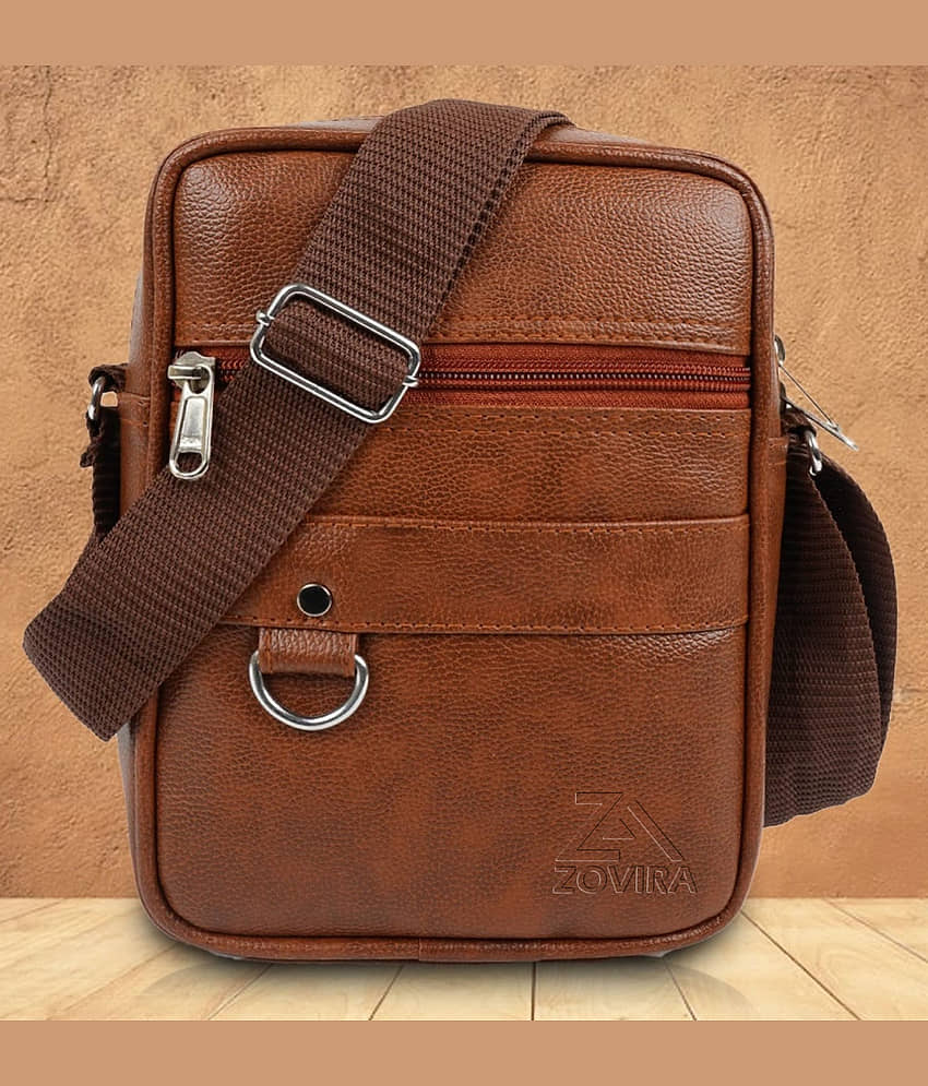 Zovira Brown Solid Messenger Bag