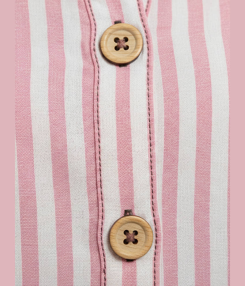 QuaClo Women Striped Cotton Blend Shirt ( Pink ) view 2
