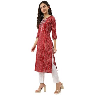 Elara Red Cotton Blend Kurta For Women view 2