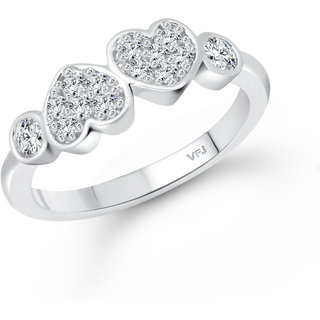 VFJ Couple Heart (CZ) Rhodium Plated Ring with Scented Velvet Rose Ring Box for women and girls and your Valentine. view 2