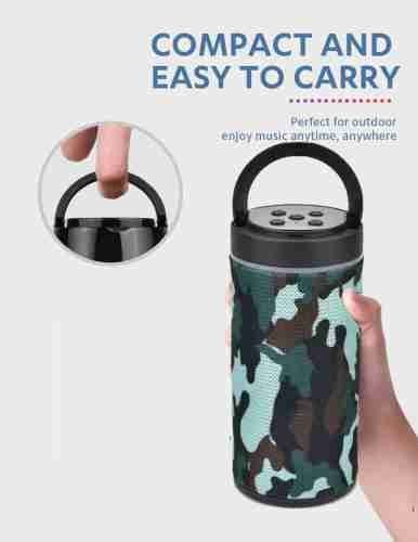 KT-125 Mini Handy Bluetooth Speaker, Portable, Splash-Proof, High Bass Sound, FM Radio, TF Card Slot, Built-in Mic, with inbuilt Phone Stand Color - Foji view 2