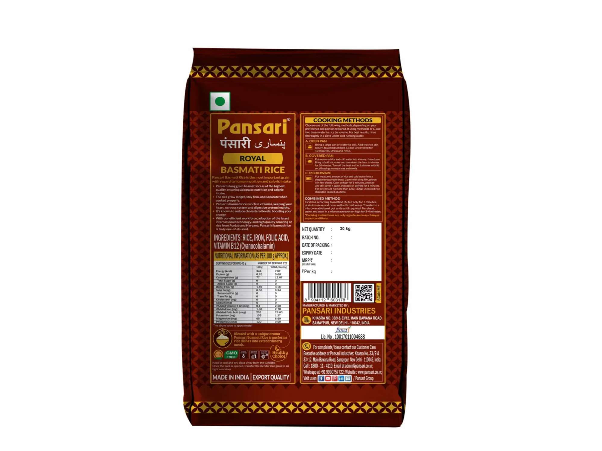Pansari Royal Basmati Rice - 30 Kilogram view 2