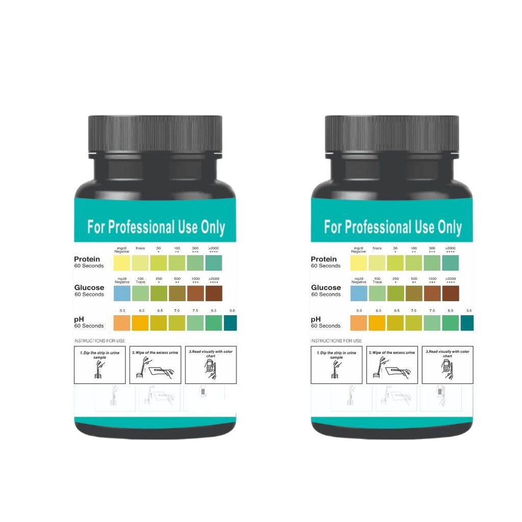 Wellness Advanced 3-in-1 Urine Health Test Strips Combo Pack | Glucose, Protein & pH Monitoring | 2 Bottles with 200 Total Urinalysis Strips