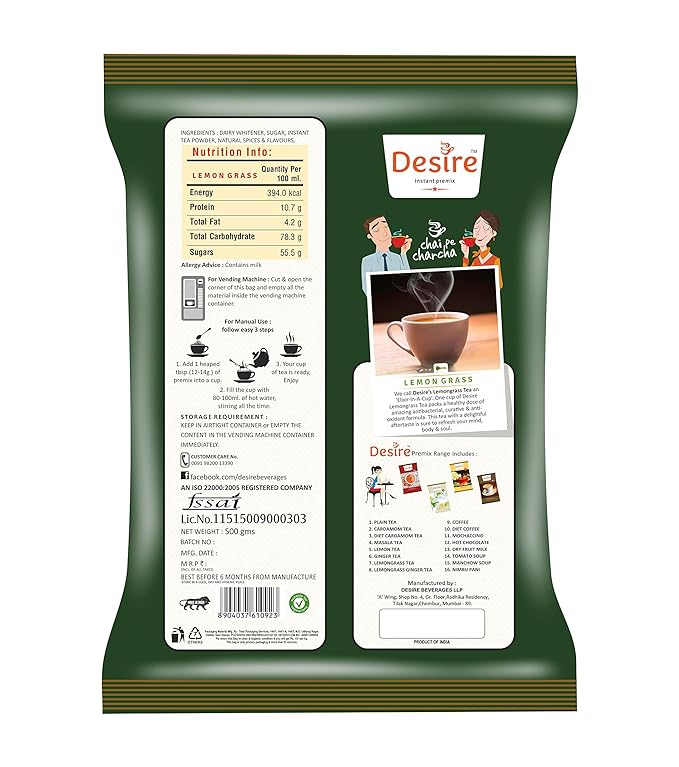Desire Lemongrass Tea Instant Premix, 500 gm view 2