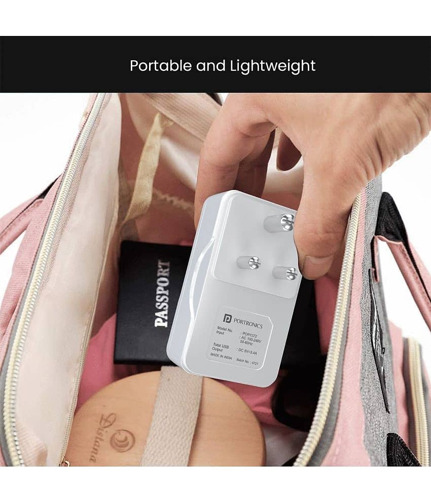 Portronics Adapto III:Dual USB Port with AC Socket ,White (POR 1372) view 2