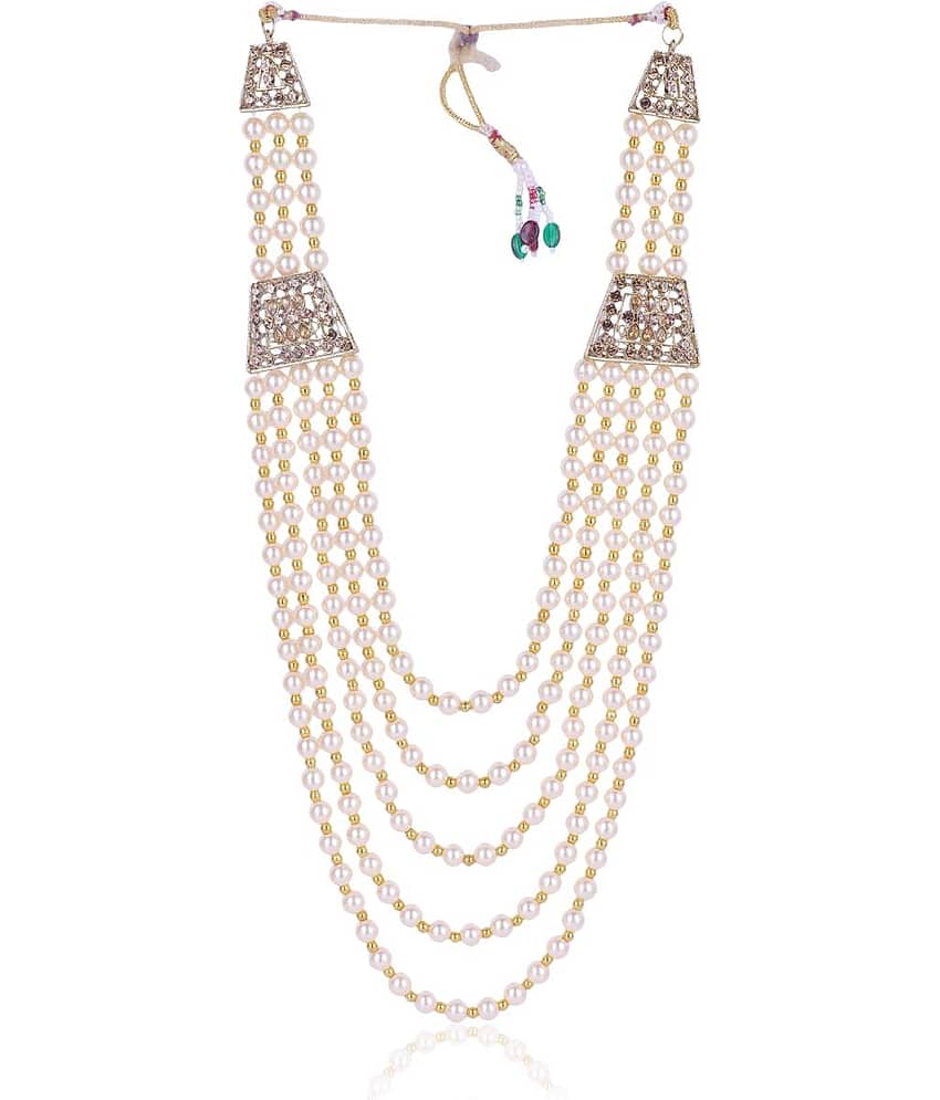 Dulha groom sherwani Necklace/Moti Mala for Men for wedding | Groom Mala and Brooch Set view 2