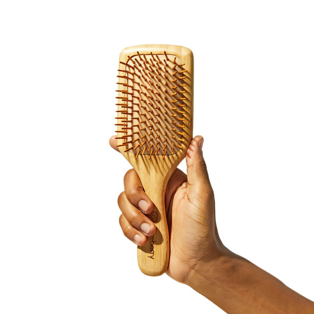 Careberry's Bamboo Brilliance Paddle Hairbrush | Artisanal Organic Bamboo Paddle Hair Brush with Detangling Bristles view 2