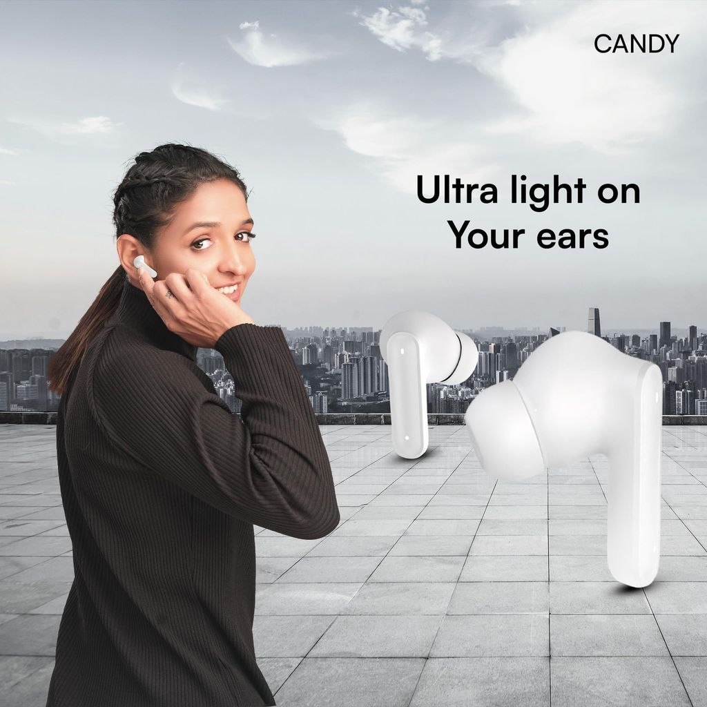 HAPIPOLA TWS Candy Immersive Audio | Ai-ENC | Bluetooth v5.2 13mm Driver | 100 Hours Stand-by 23 Hours Combined Playback | Touch Control Type C Interface | Good Bass view 2