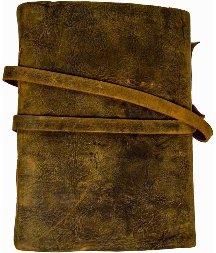 100 % Genuine Vintage Leather Diary With Recycled Handmade Paper A5 Diary Unruled 200 Pages (Brown) view 2