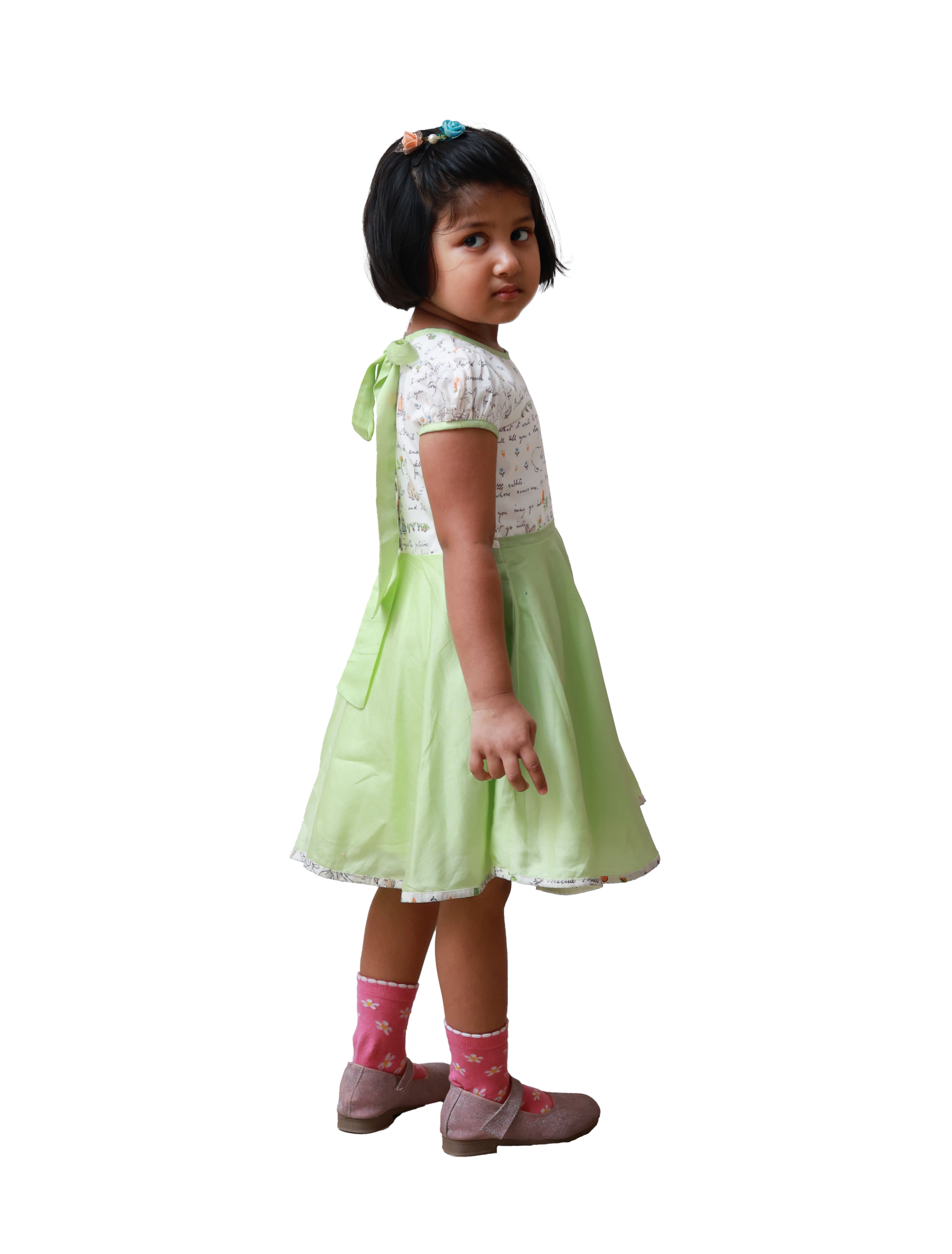 DE CHEVALERiE en Rouge - Roselyn Violet Frock - Lime Green 5- 6 Years view 2