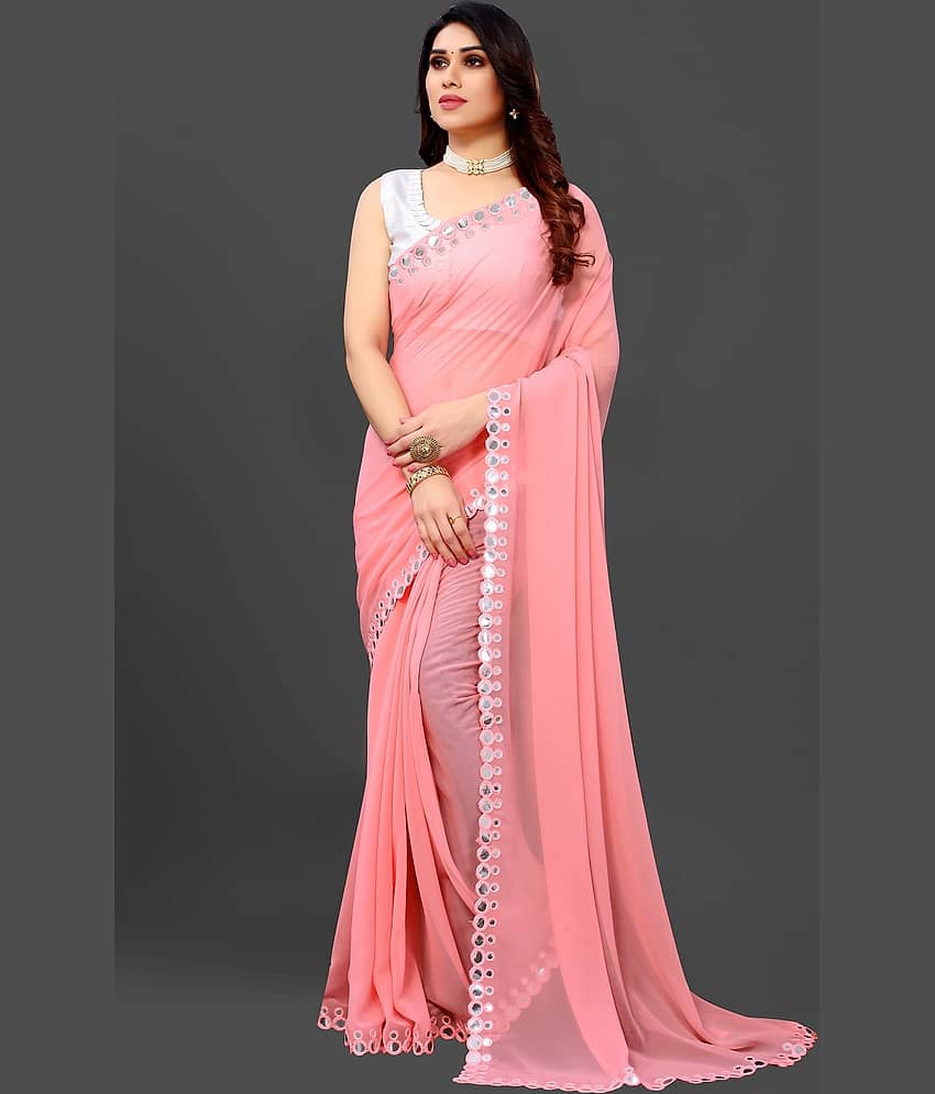 RIDDHI SHIVAY FAB Georgette Embroidered Saree With Unstitched Blouse Piece ( Green ) view 2