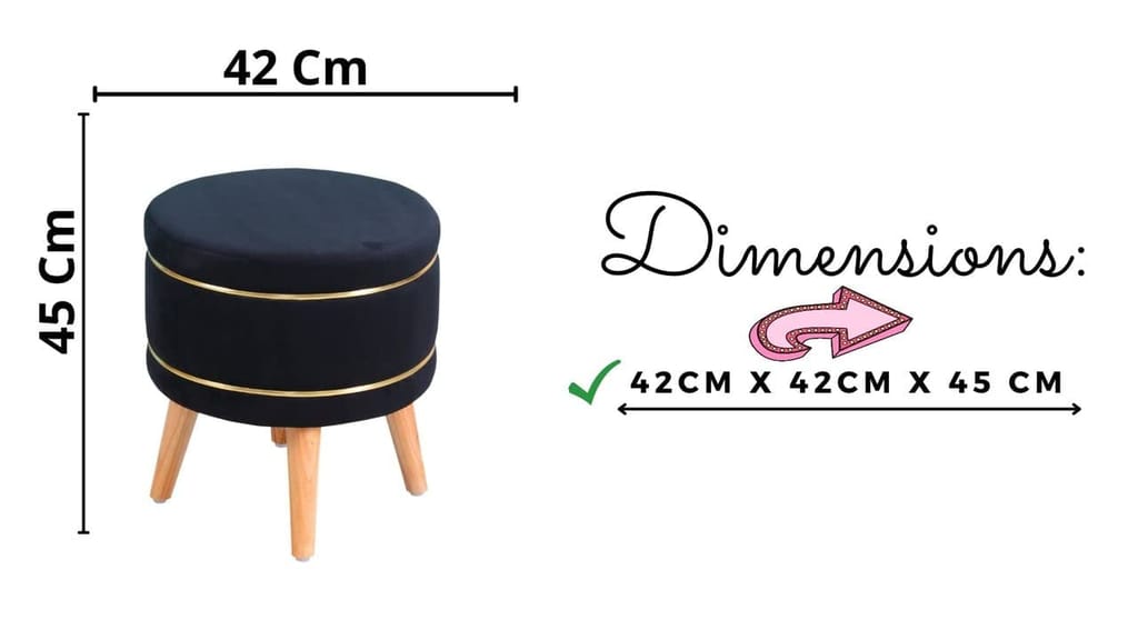 ShadowKart Pouffes Sitting Stool for Living Room, Mudda Puffy Wooden Ottoman Stools, Pouffe Footstool, Pouf for Office Home Decoration & Dressing Table, 16x16x18 Inch view 2
