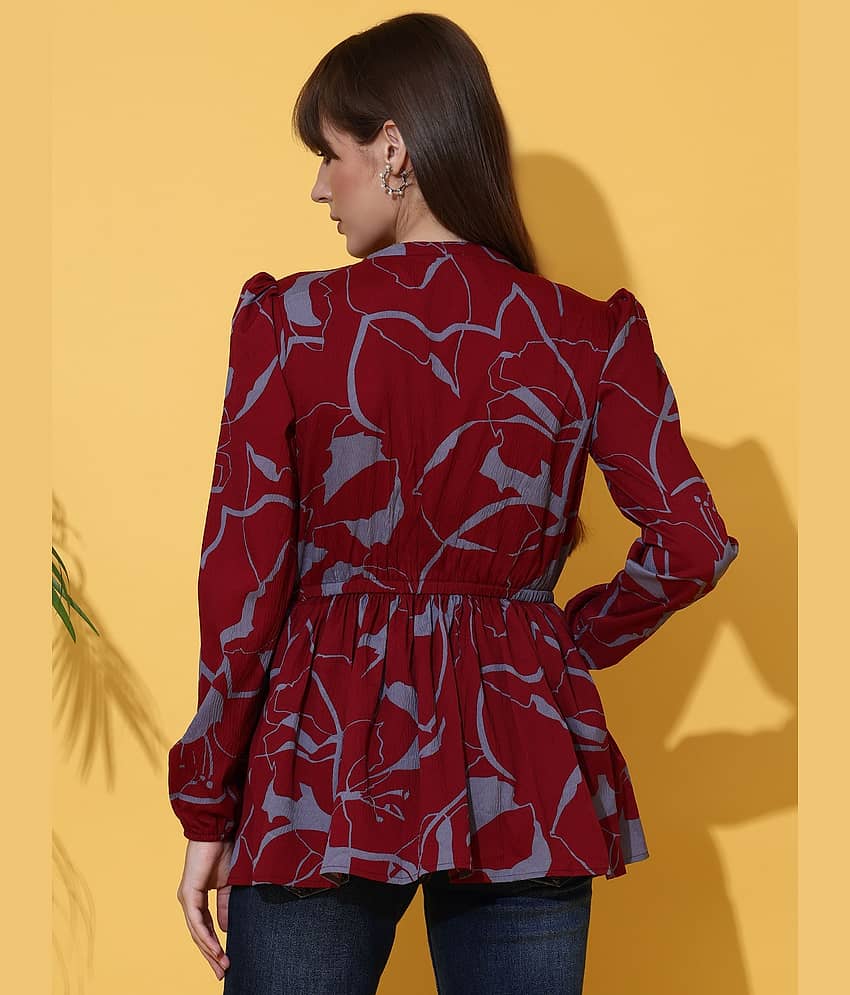 Sheetal associates Women's Crepe Peplum Top ( Maroon ) view 2