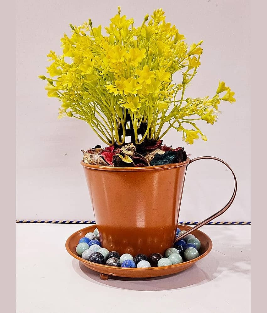 R.R.V. International - Multicolor Rose Artificial Flowers With Pot ( Pack of 1 ) view 2