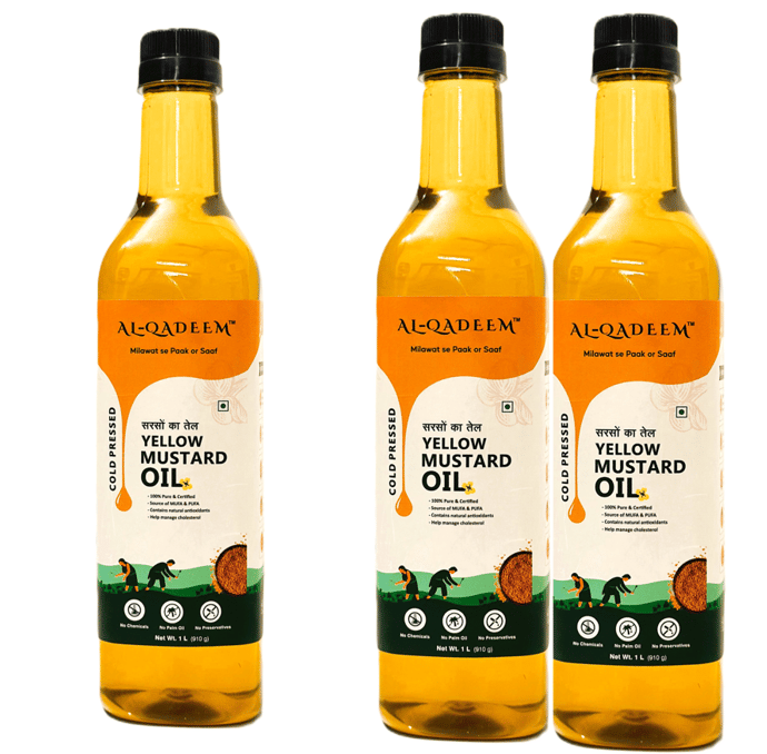 Premium Cold-Pressed Yellow Mustard Oil – 100% Pure & Lab Tested | Heart Health & Skin - Pack of 3
