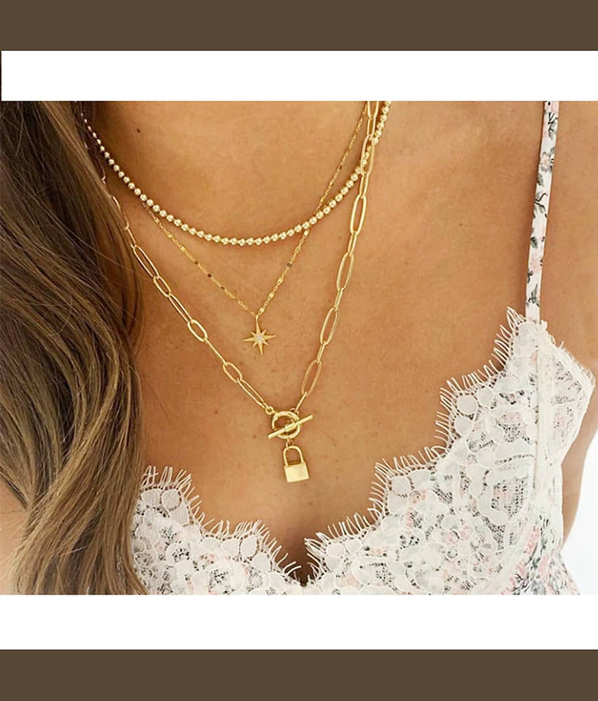 YOUBELLA Golden Alloy Necklace ( Pack of 1 ) view 2