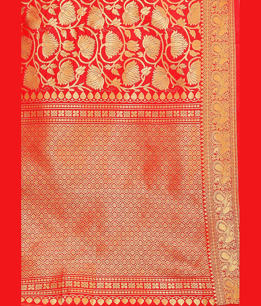 Om Shantam Sarees Banarasi Silk Embellished Saree With Unstitched Blouse Piece ( Multicolour ) view 2