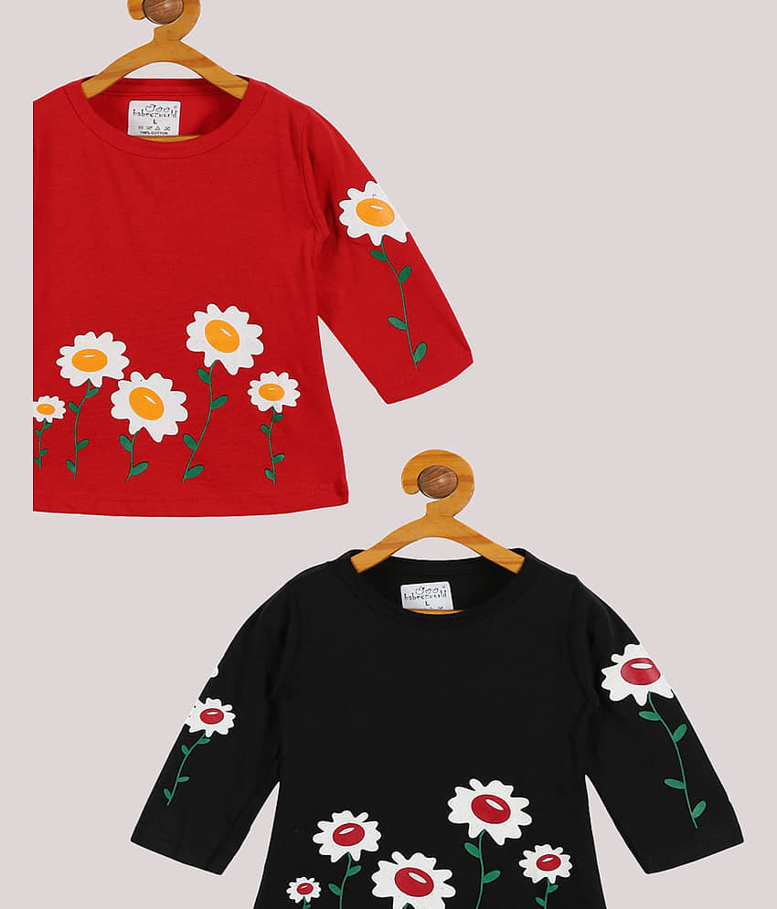 Babeezworld Pack of 2 Baby Girls Cotton T-Shirt ( Multi ) view 2