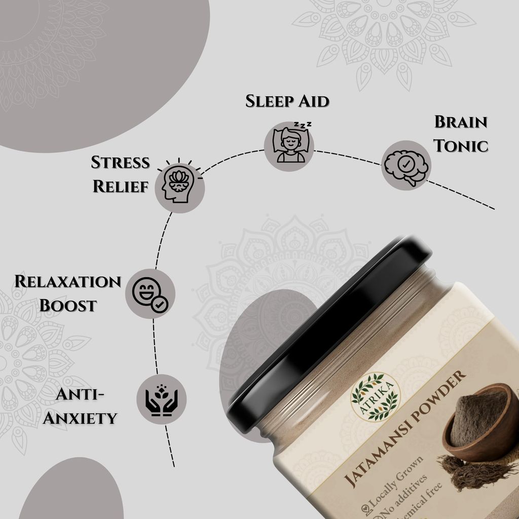 Atrika Jatamansi Root Powder,100 g | For Strong, Shiny, and Silky Hair | For Dandruff & Spilt Ends Free Hair | Moisturizes Scalp view 2