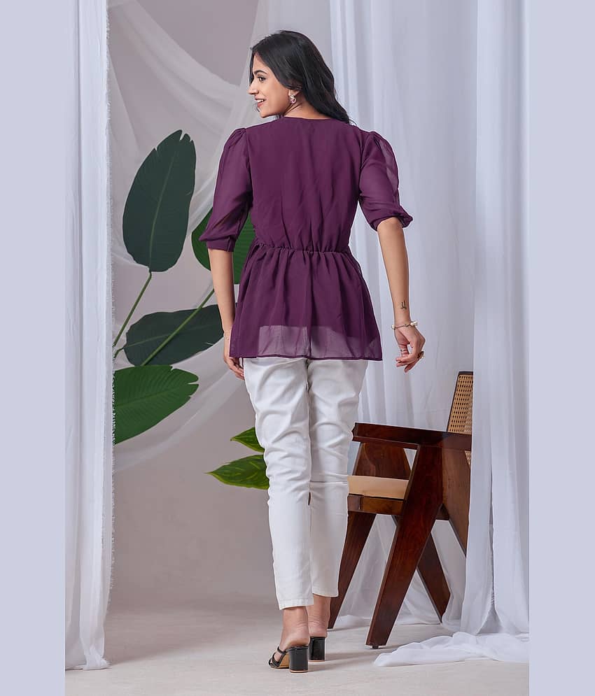 Hemang Fashion Women's Georgette Tunic ( Purple ) view 2