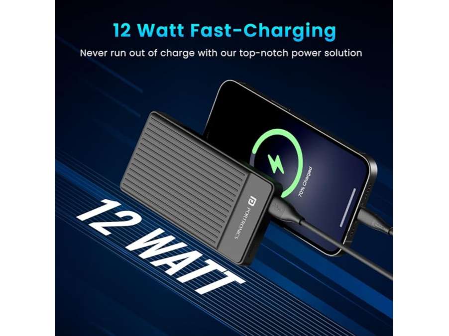 Portronics Luxcell B12 with Micro & Type C input USB Output Port, Micro & Type C Input Port, LED Battery Indicator, Compact and Lightweight - Dark Blue view 2