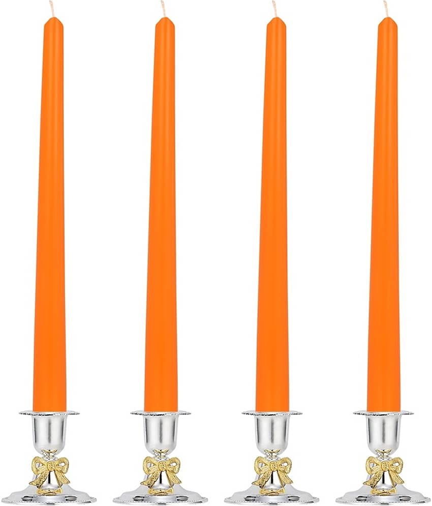 Parkash Candles Orange Unscented Pillar Candle 25.4 cm ( Pack of 4 ) view 2