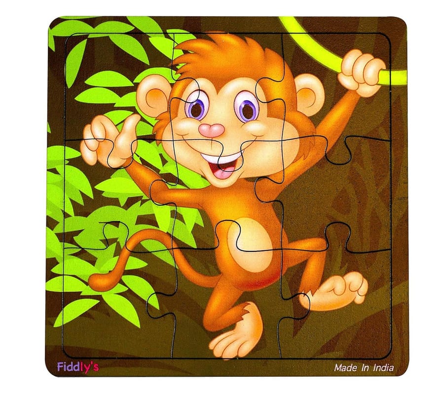 Fiddlys Kid's Wooden Jigsaw Puzzle Games for Children & Kids Paperless Puzzle - 9 Pieces (Pack of 12 Animal) Age 3+ view 2