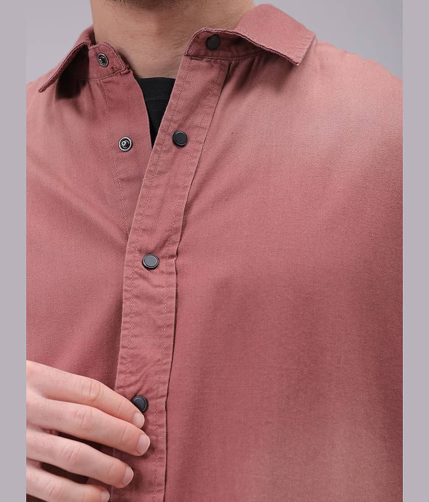 The Indian Garage Co Men Cutaway Collar Solid Cotton Oversized Casual Shirt view 2
