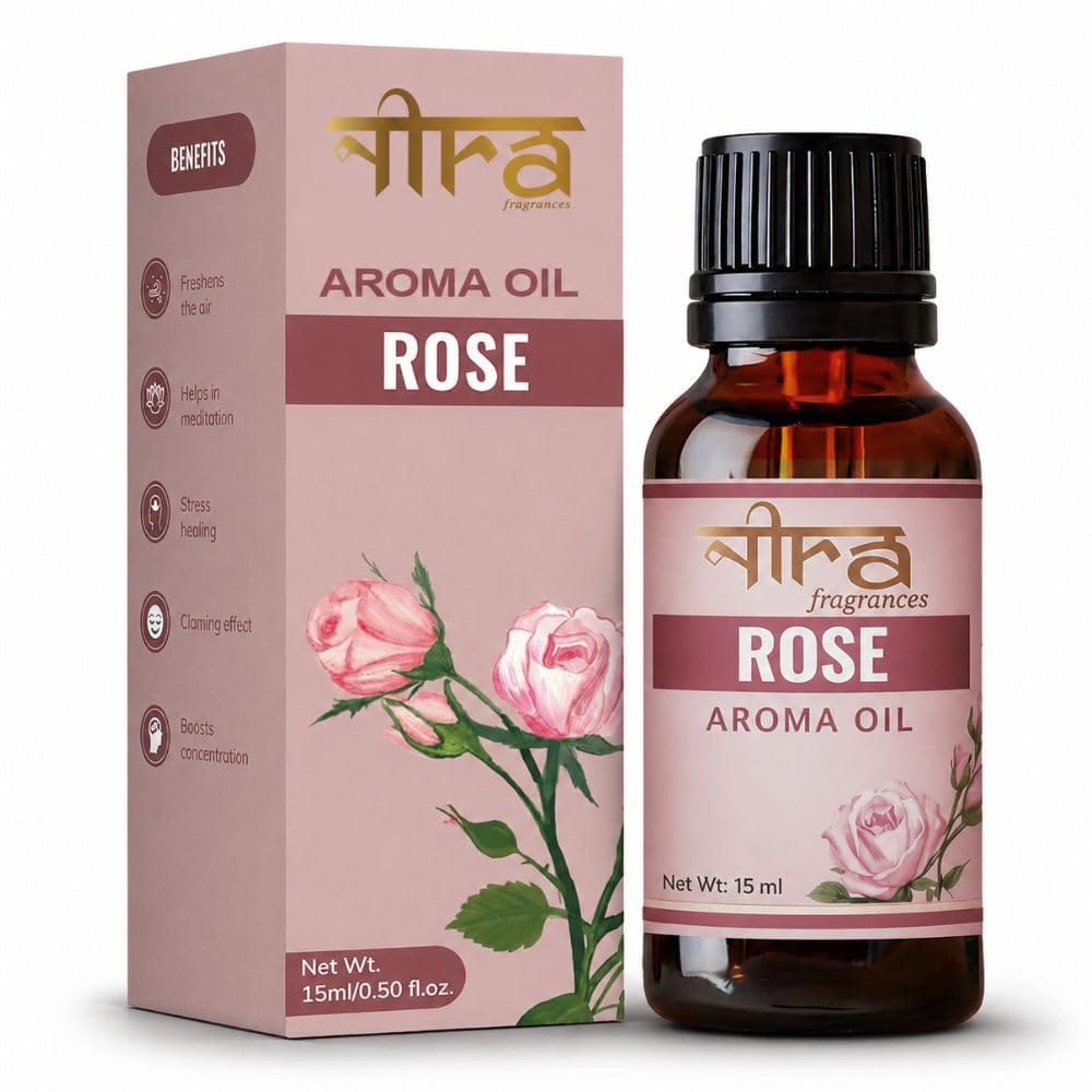 Nira Fragrances Oil | 15 ml | Rose Aroma Oil for Home Fragrance | Best for Aromatherapy | Helps in Meditation | Used in Diffuser, Candles, Air Fresheners