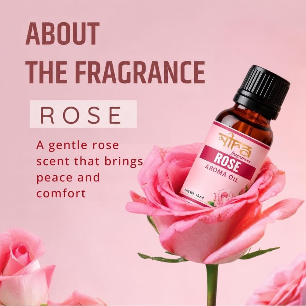 Nira Fragrances Oil | 15 ml | Rose Aroma Oil for Home Fragrance | Best for Aromatherapy | Helps in Meditation | Used in Diffuser, Candles, Air Fresheners view 2