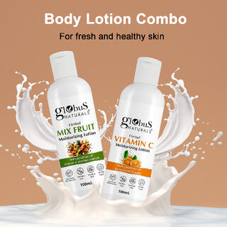 Globus Naturals Body Lotion Combo Set of 2 Vitamin C Mix Fruit Body Lotion For NonGreasy Lightweight Body Moisturizer for Women Men All Skin Types view 2