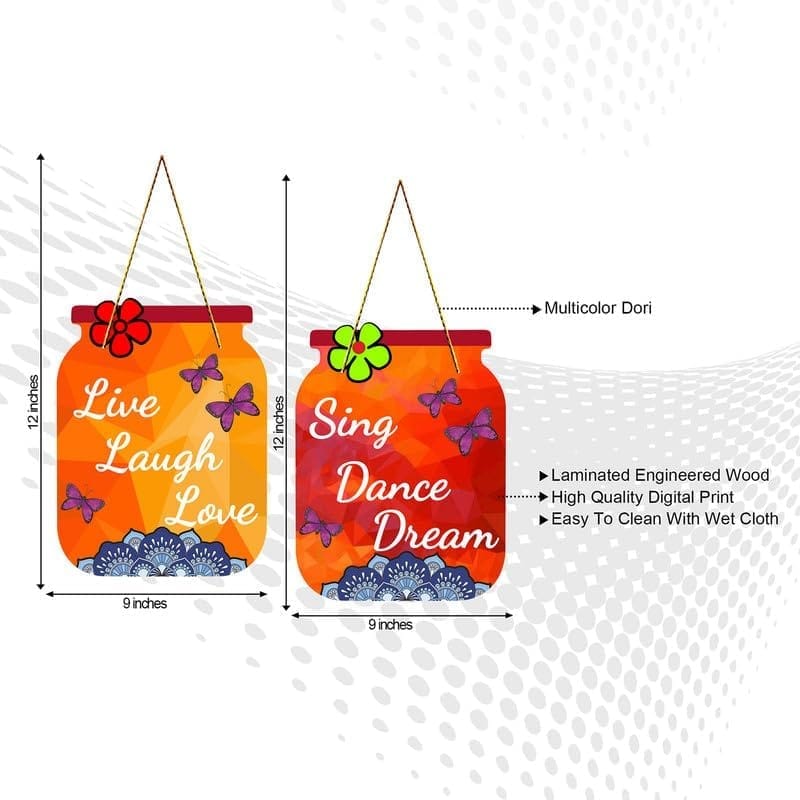 Charmor Live Laugh Love Decorative Wooden Wall Hanger for Living Room | Bedroom | Office | Gift | Home Decoration (WH3217),Set of 2 view 2