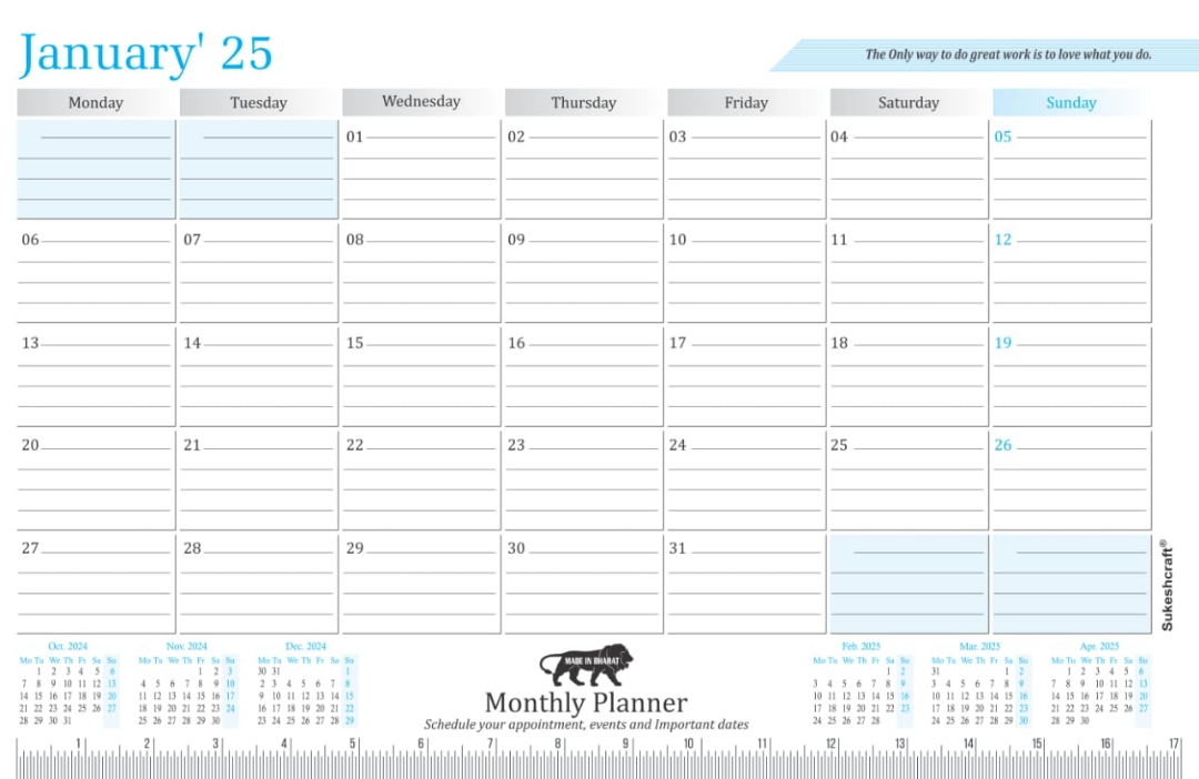 Sukeshcraft Table Planner Calendar January 2025 to December 2025 (18.5"x13"Inch.) (2Tone Brown) view 2