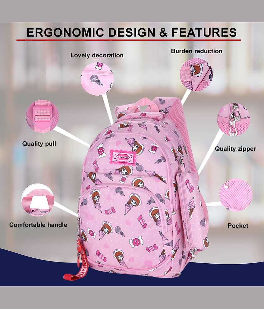 Tinytot Pink Polyester Backpack For Kids view 2