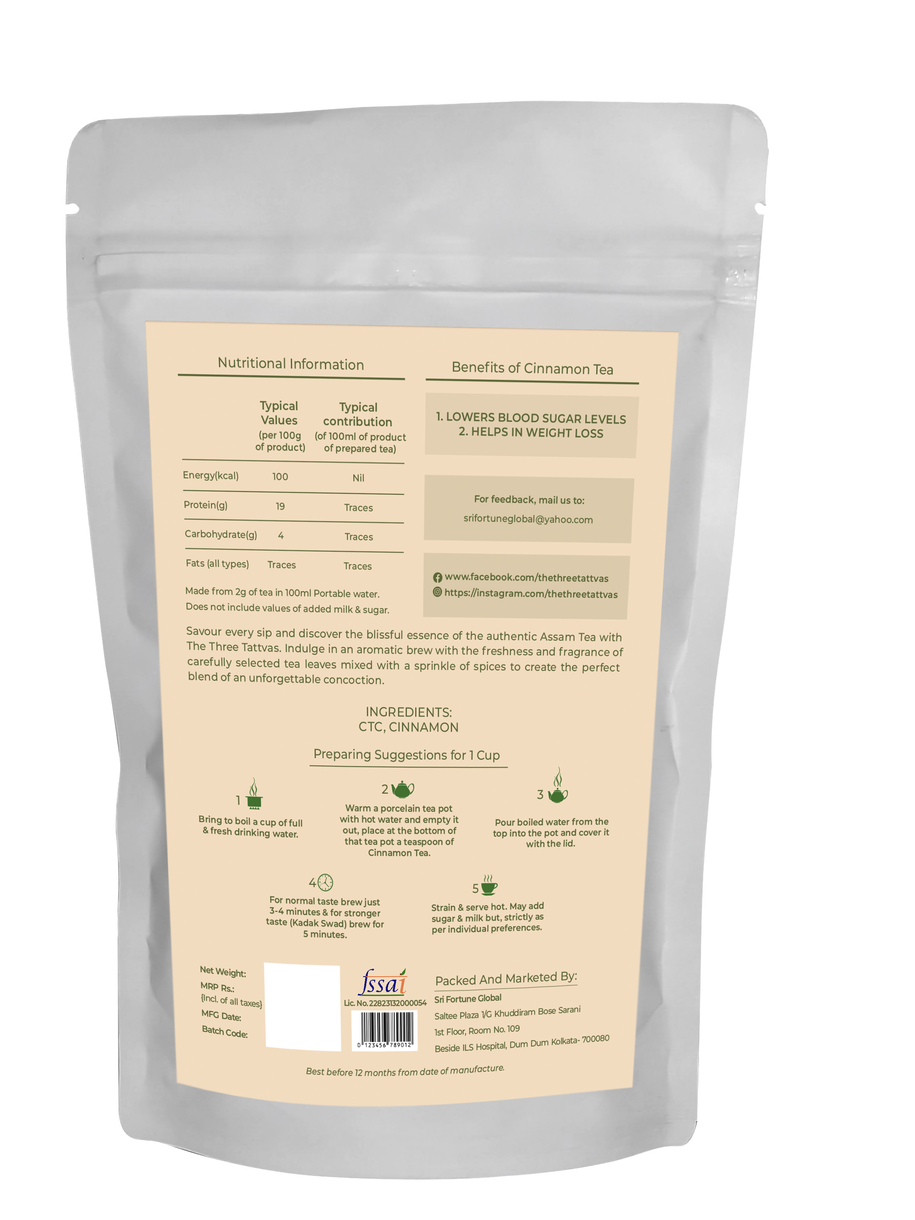 The Three Tattvas Cinnamon Tea, 100 gm view 2