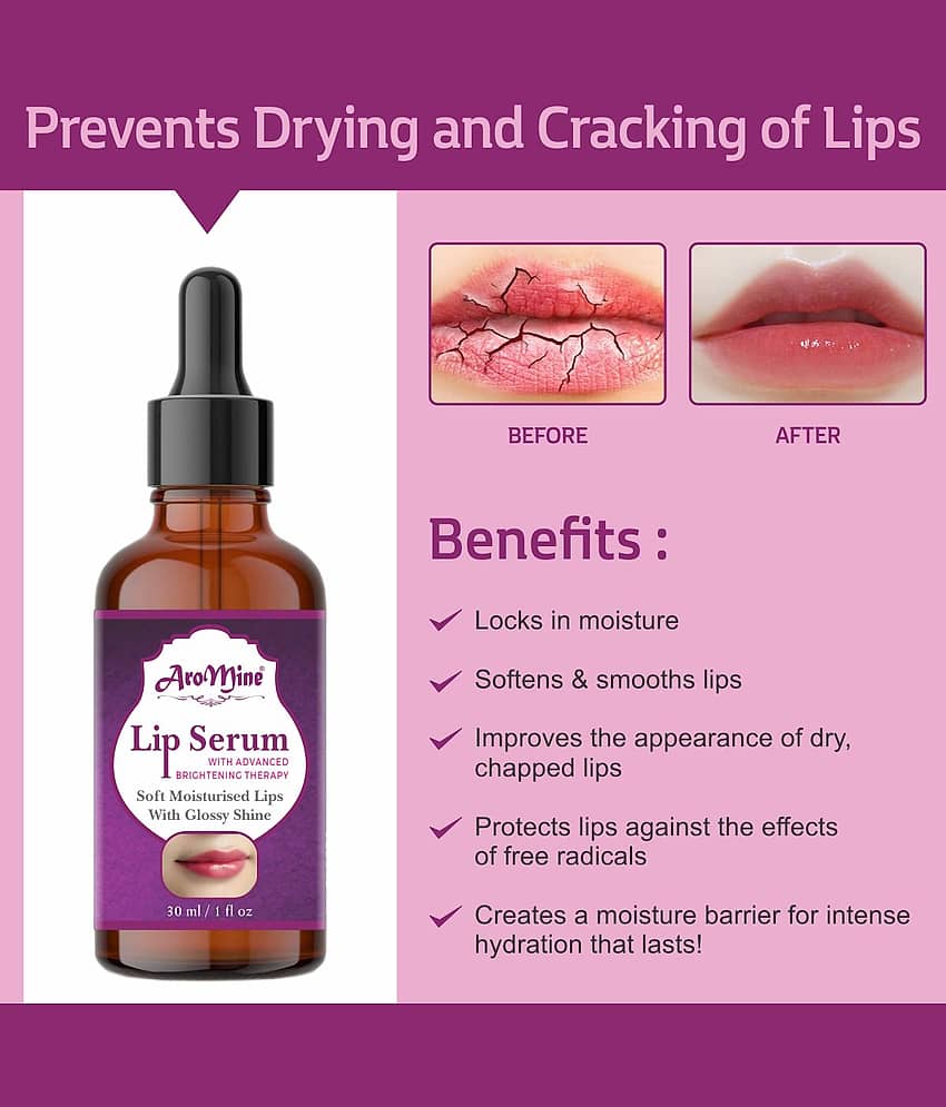 Aromine Pink Lip Serum- For Glossy, Shiny & Soft Lips (Moisturizing & Nourishing) Men & Women Face Serum 30 mL view 2