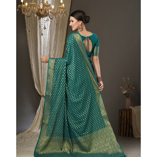 LEAFSY Woven Banarasi Pure Silk Saree (Light Green) view 2