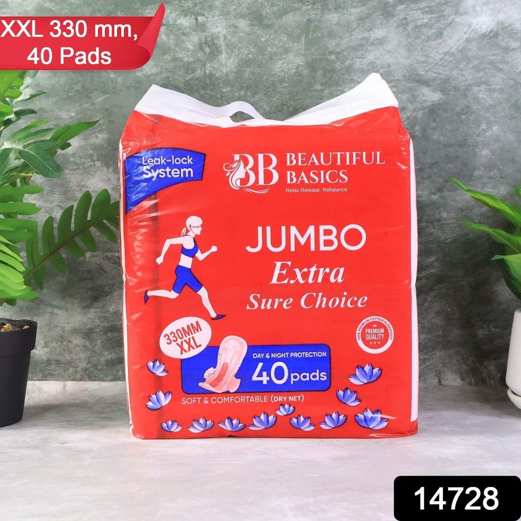 Beautiful Basics Jumbo Extra Sure Choice Sanitary Pads XXL 330mm (40 Pc) view 2