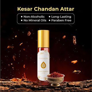 Fragrens Kesar Chandan Attar Natural Saffron Sandalwood Blend Long Lasting Non-Alcoholic Perfume Oil for All (10ml) view 2