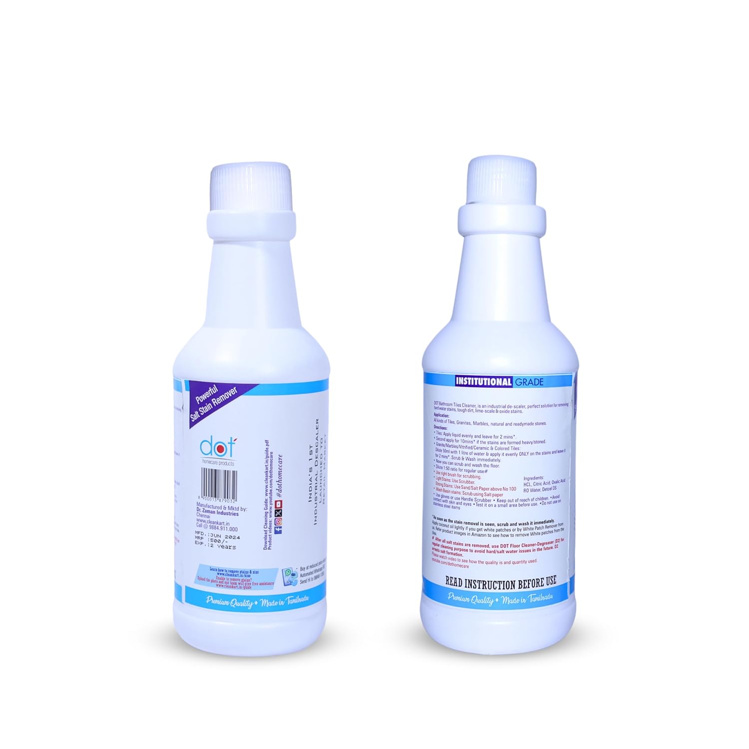 DOT Bathroom DESCALER 400ml, Tiles Cleaner | Remove heavy salt stains, hard water marks, lime scale, calcium, soap scum, mold, rust and fungus on Walls, Floors - ZERO SMELL & FUMES view 2